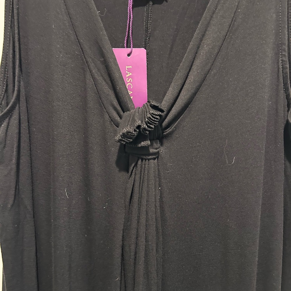LASCANA Black Knot Front V-Neck Sleeveless Dress Size 12 NWT - Picture 3 of 7